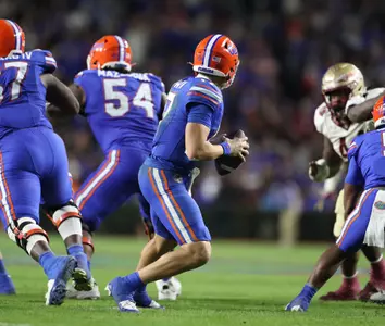 during the Gators' game against the FSU Seminoles on Saturday, November 25, 2023 at Ben Hill Griffin Stadium in Gainesville, Fla. / UAA Communications photo by Ashley Ray