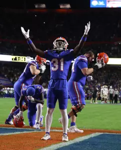 during the Gators' game against the FSU Seminoles on Saturday, November 25, 2023 at Ben Hill Griffin Stadium in Gainesville, Fla. / UAA Communications photo by Lorenzo Vasquez