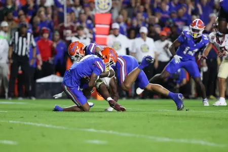 during the Gators' game against the Florida State Seminoles on Saturday, November 25, 2023 at Ben Hill Griffin Stadium in Gainesville, Fla. / UAA Communications photo by Mallory Peak