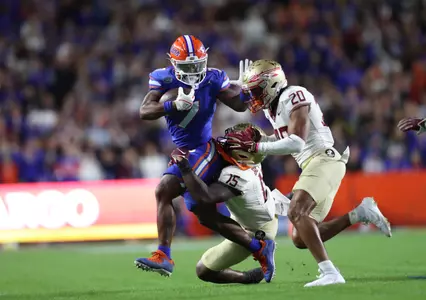 during the Gators' game against the FSU Seminoles on Saturday, November 25, 2023 at Ben Hill Griffin Stadium in Gainesville, Fla. / UAA Communications photo by Emma Bissell