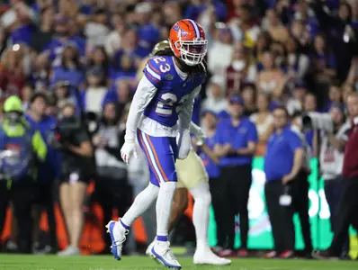 during the Gators' game against the FSU Seminoles on Saturday, November 25, 2023 at Ben Hill Griffin Stadium in Gainesville, Fla. / UAA Communications photo by Emma Bissell