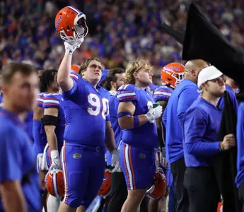 during the Gators' game against the Florida State Seminoles on Saturday, November 25, 2023 at Ben Hill Griffin Stadium in Gainesville, Fla. / UAA Communications photo by Maddie Washburn