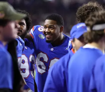 during the Gators' game against the Florida State Seminoles on Saturday, November 25, 2023 at Ben Hill Griffin Stadium in Gainesville, Fla. / UAA Communications photo by Maddie Washburn