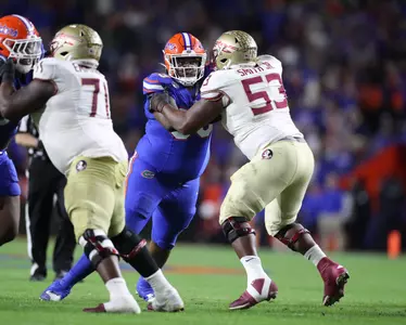 during the Gators' game against the FSU Seminoles  on Saturday, November 25, 2023 at Ben Hill Griffin Stadium in Gainesville, Fla. / UAA Communications photo by Ashley Ray