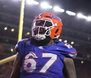 during the Gators' game against the Florida State Seminoles on Saturday, November 25, 2023 at Ben Hill Griffin Stadium in Gainesville, Fla. / UAA Communications photo by Maddie Washburn
