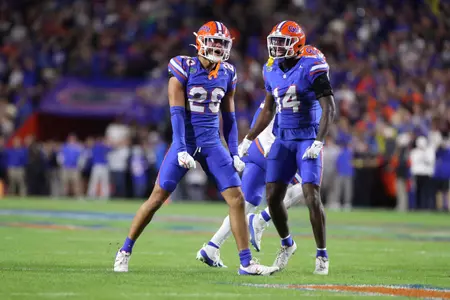 during the Gators' game against the Florida State Seminoles on Saturday, November 25, 2023 at Ben Hill Griffin Stadium in Gainesville, Fla. / UAA Communications photo by Mallory Peak