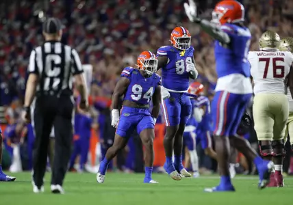 during the Gators' game against the FSU Seminoles on Saturday, November 25, 2023 at Ben Hill Griffin Stadium in Gainesville, Fla. / UAA Communications photo by Emma Bissell