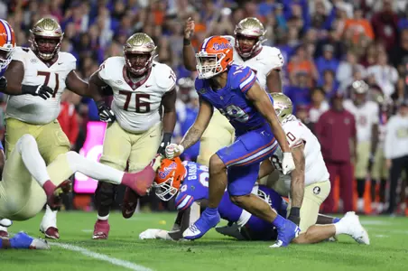 during the Gators' game against the FSU Seminoles on Saturday, November 25, 2023 at Ben Hill Griffin Stadium in Gainesville, Fla. / UAA Communications photo by Katalina Enriquez
