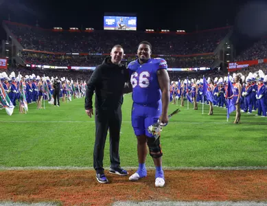 during the Gators' game against the FSU Seminoles on Saturday, November 25, 2023 at Ben Hill Griffin Stadium in Gainesville, Fla. / UAA Communications photo by Ashley Ray