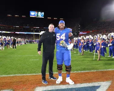 during the Gators' game against the FSU Seminoles on Saturday, November 25, 2023 at Ben Hill Griffin Stadium in Gainesville, Fla. / UAA Communications photo by Ashley Ray