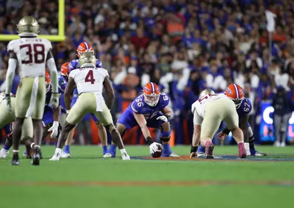 during the Gators' game against the FSU Seminoles on Saturday, November 25, 2023 at Ben Hill Griffin Stadium in Gainesville, Fla. / UAA Communications photo by Emma Bissell