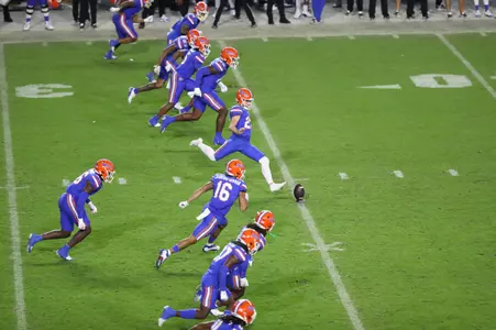 during the Gators' game against the FSU Seminoles on Saturday, November 25, 2023 at Ben Hill Griffin Stadium in Gainesville, Fla. / UAA Communications photo by Emma Bissell