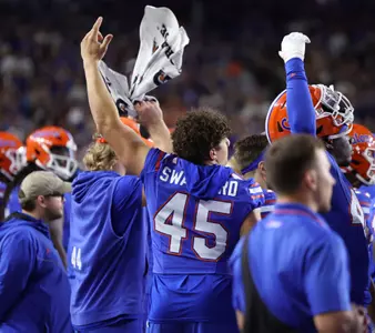 during the Gators' game against the Florida State Seminoles on Saturday, November 25, 2023 at Ben Hill Griffin Stadium in Gainesville, Fla. / UAA Communications photo by Maddie Washburn