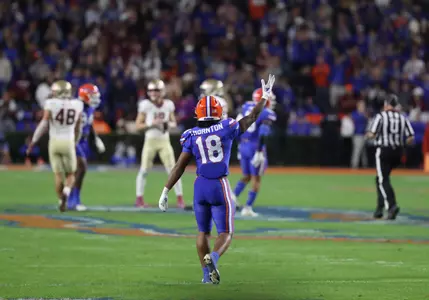 during the Gators' game against the FSU Seminoles on Saturday, November 25, 2023 at Ben Hill Griffin Stadium in Gainesville, Fla. / UAA Communications photo by Emma Bissell