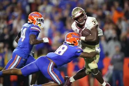 during the Gators' game against the FSU Seminoles on Saturday, November 25, 2023 at Ben Hill Griffin Stadium in Gainesville, Fla. / UAA Communications photo by Lorenzo Vasquez