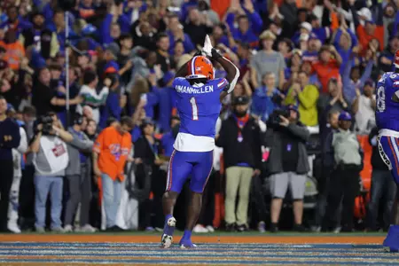during the Gators' game against the Florida State Seminoles on Saturday, November 25, 2023 at Ben Hill Griffin Stadium in Gainesville, Fla. / UAA Communications photo by Mallory Peak