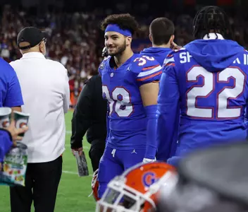 during the Gators' game against the Florida State Seminoles on Saturday, November 25, 2023 at Ben Hill Griffin Stadium in Gainesville, Fla. / UAA Communications photo by Maddie Washburn