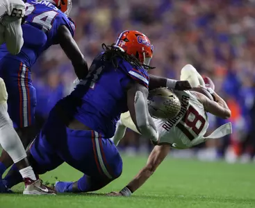 during the Gators' game against the FSU Seminoles  on Saturday, November 25, 2023 at Ben Hill Griffin Stadium in Gainesville, Fla. / UAA Communications photo by Ashley Ray