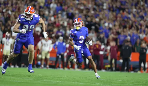 during the Gators' game against the FSU Seminoles on Saturday, November 25, 2023 at Ben Hill Griffin Stadium in Gainesville, Fla. / UAA Communications photo by Katalina Enriquez