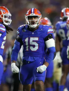 during the Gators' game against the FSU Seminoles on Saturday, November 25, 2023 at Ben Hill Griffin Stadium in Gainesville, Fla. / UAA Communications photo by Lorenzo Vasquez