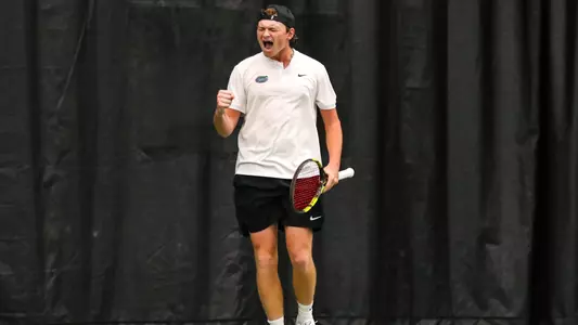 during the Gators' match against the Standford Cardinals on Sunday, February 5, 2023 at in Lake Nona, FL / UAA Communications photo by Ashley Ray