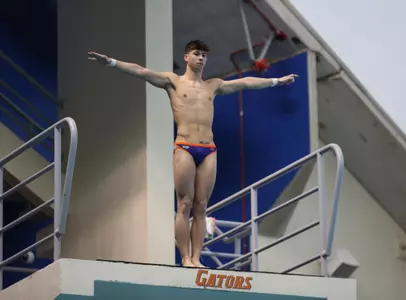 during the Gators' meet against the FSU Seminoles on Saturday, January 21, 2023 at the Stephen C. O?Connell Center Natatorium in Gainesville, FL / UAA Communications photo by Ashley Ray