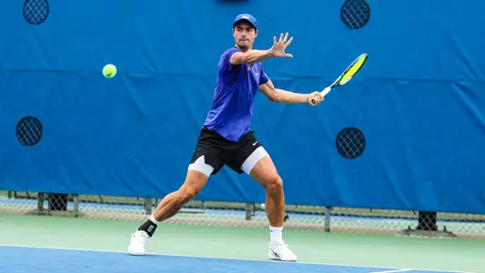 during the Gators' match against the Mississippi State Bulldogs on Saturday, January 28, 2023 at Linder Stadium at Ring Tennis Complex in Gainesville, FL / UAA Communications photo by Jashari Blige