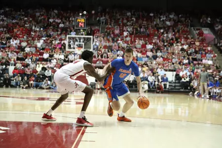during the Gators' game against the Alabama Crimson Tide on Wednesday, February 8, 2023 at Coleman Coliseum in Tuscaloosa, AL / UAA Communications photo by Maddie Washburn