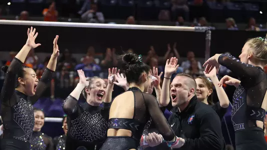 Florida celebrates Kayla DiCello uneven bars routine vs Kentucky 230224