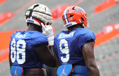 during the Gators' scrimmage on Tuesday, March 28, 2023 at the Sanders football practice fields in Gainesville, FL / UAA Communications photo by Katalina Enriquez