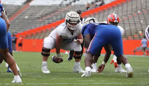 during the Gators' scrimmage on Tuesday, March 28, 2023 at the Sanders football practice fields in Gainesville, FL / UAA Communications photo by Katalina Enriquez