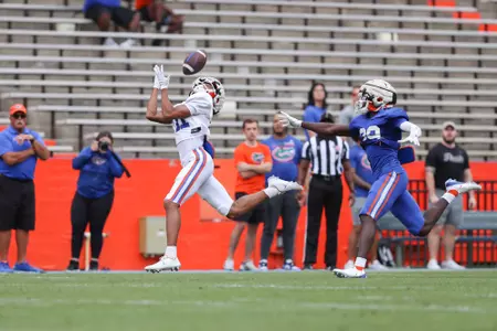 during the Gators' scrimmage on Tuesday, March 28, 2023 at Ben Hill Griffin Stadium in Gainesville, Fla. / UAA Communications photo by Mallory Peak