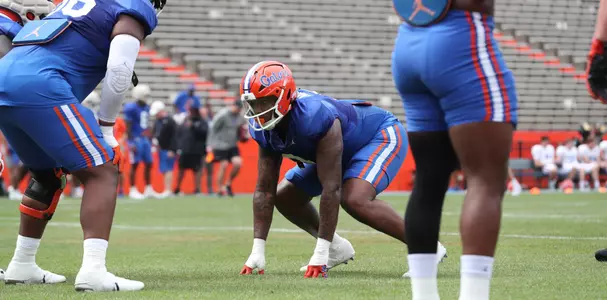during the Gators' scrimmage on Tuesday, March 28, 2023 at the Sanders football practice fields in Gainesville, FL / UAA Communications photo by Katalina Enriquez