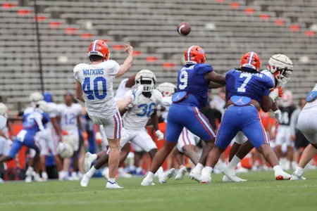 during the Gators' scrimmage on Tuesday, March 28, 2023 at Ben Hill Griffin Stadium in Gainesville, Fla. / UAA Communications photo by Mallory Peak