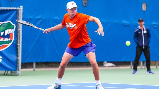during the Gators' match against the Georgia Bulldogs on Sunday, April 9, 2023 at Linder Stadium at Ring Tennis Complex in Gainesville, FL / UAA Communications photo by Ashley Ray