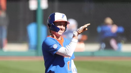 during the Gators' game against the Bowling Green Falcons on Saturday, February 18, 2023 at Katie Seashole Pressly Softball Stadium in Gainesville, FL / UAA Communications photo by Jashari Blige