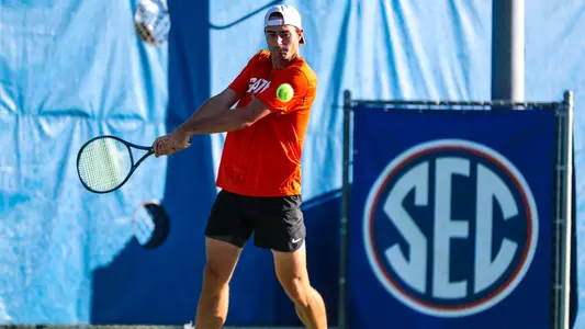 during the Gators' match on Friday, November 4, 2022 at Linder Stadium at Ring Tennis Complex in Gainesville, FL / UAA Communications photo by Anna Carrington