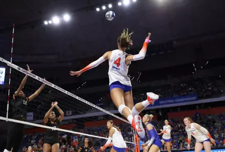 during the Gators' match against the Iowa State Cyclones on Saturday, December 3, 2022 at Exactech Arena at the Stephen C. O'Connell Center in Gainesville, Fla. / UAA Communications photo by Hannah White