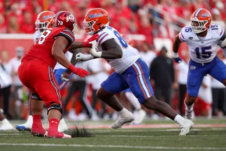 Caleb Banks during the Gators' game against the Utah Utes on Thursday, August 31, 2023 at Rice-Eccles Stadium in Salt Lake City, Utah / UAA Communications photo by Molly Kaiser
