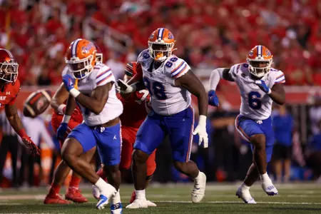 Caleb Banks during the Gators' game against the Utah Utes on Thursday, August 31, 2023 at Rice-Eccles Stadium in Salt Lake City, Utah / UAA Communications photo by Molly Kaiser