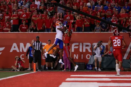 Caleb Douglas during the Gators' game against the Utah Utes on Thursday, August 31, 2023 at Rice-Eccles Stadium in Salt Lake City, Utah / UAA Communications photo by Molly Kaiser