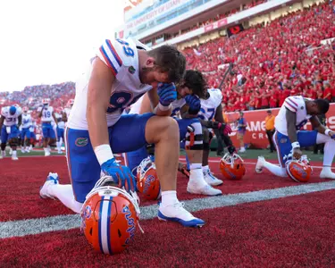 Hayden Hansen during the Gators' game against the Utah Utes on Thursday, August 31, 2023 at Rice-Eccles Stadium in Salt Lake City, Utah / UAA Communications photo by Molly Kaiser