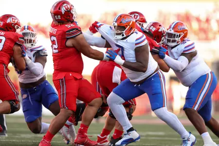 Chris McClellan during the Gators' game against the Utah Utes on Thursday, August 31, 2023 at Rice-Eccles Stadium in Salt Lake City, Utah / UAA Communications photo by Molly Kaiser