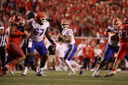 during the Gators' game against the Utah Utes on Thursday, August 31, 2023 at Rice-Eccles Stadium in Salt Lake City, Utah / UAA Communications photo by Maddie Washburn
