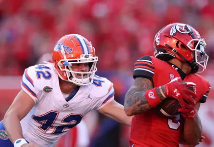 during the Gators' game against the Utah Utes on Thursday, August 31, 2023 at Rice-Eccles Stadium in Salt Lake City, Utah / UAA Communications photo by Maddie Washburn