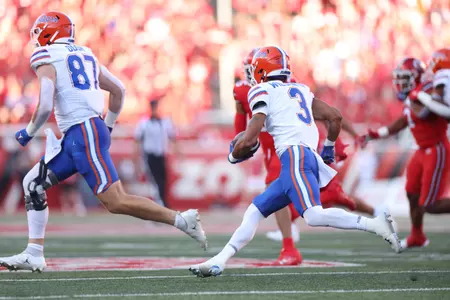 during the Gators' game against the Utah Utes on Thursday, August 31, 2023 at Rice-Eccles Stadium in Salt Lake City, Utah / UAA Communications photo by Maddie Washburn