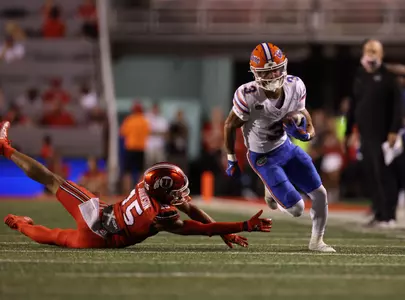 during the Gators' game against the Utah Utes on Thursday, August 31, 2023 at Rice-Eccles Stadium in Salt Lake City, Utah / UAA Communications photo by Maddie Washburn
