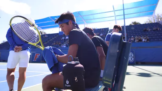 during the Gators' match against the UCF Knights on Sunday, October 29, 2023 at Linder Stadium at Ring Tennis Complex in Gainesville, FL / UAA Communications photo by Bryce Mitchell