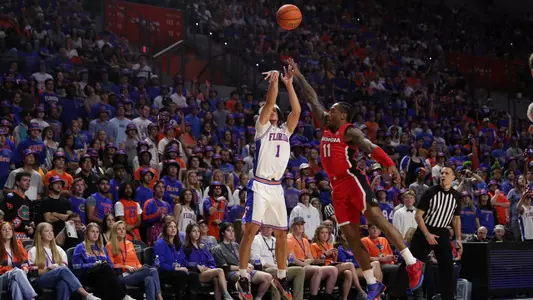 Walter Clayton Jr. during the Gators' game against the Georgia Bulldogs on Saturday, January 27, 2024 at Exactech Arena at the Stephen C. O'Connell Center in Gainesville, FL / UAA Communications photo by Lorenzo Vasquez