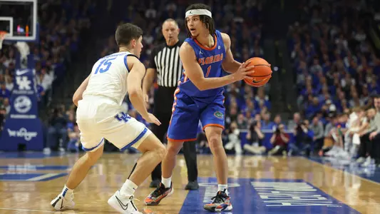 Walter Clayton Jr. during the Gators' game against the Kentucky Wildcats on Wednesday, January 31, 2024 at Exactech Arena at the Stephen C. O'Connell Center in Gainesville, FL / UAA Communications photo by Maddie Washburn